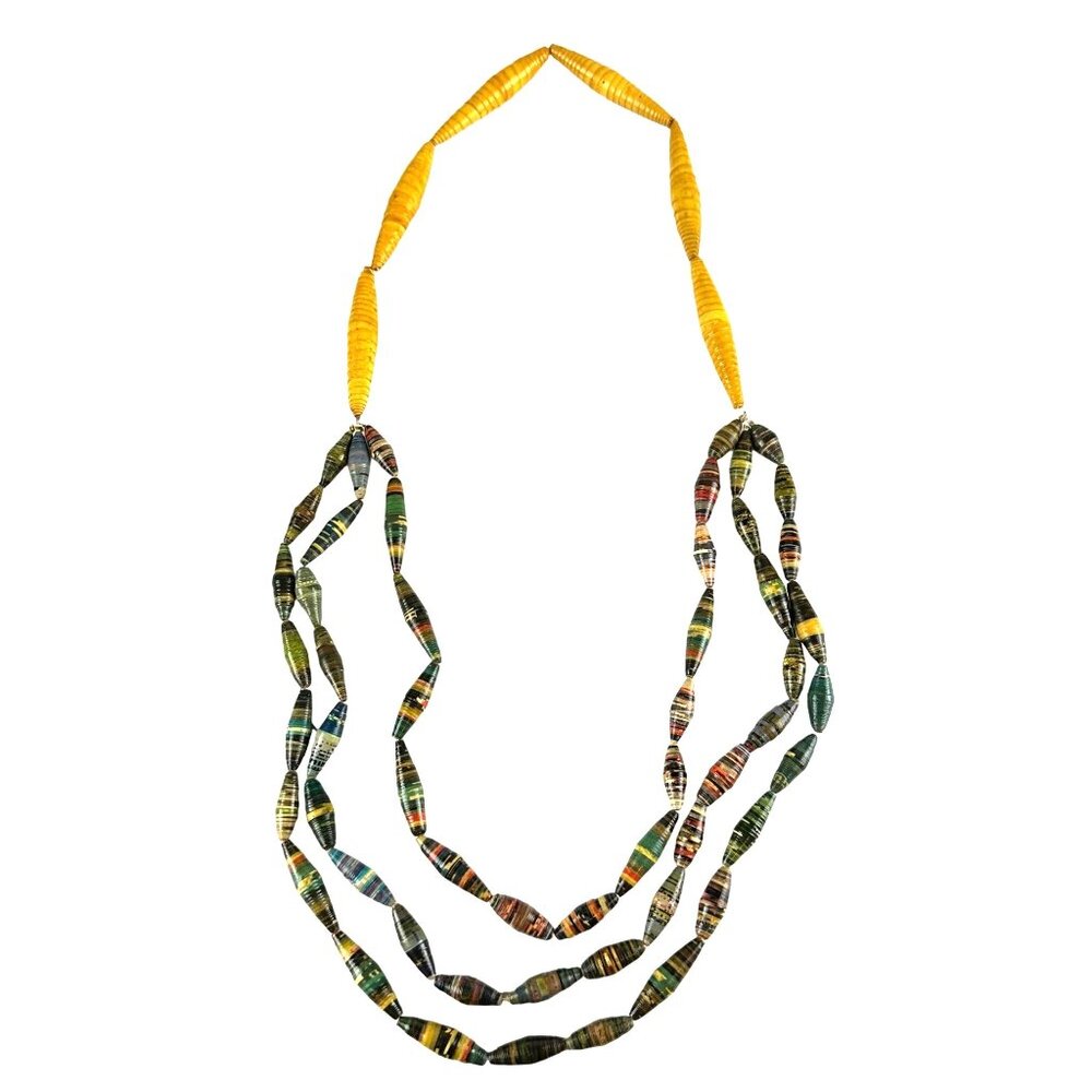 Handmade Multicolor 34" Paper Bead Necklace